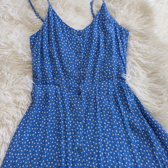 Rollas Brand Blue Tulips Button-Down Dress, XS - Picture 7 of 10
